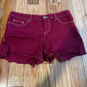 LC Lauren Conrad Wine Pink Frayed Hem Denim Shorts